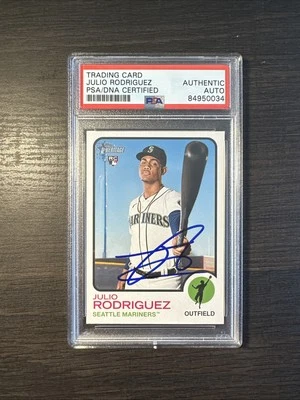 2022 Topps Heritage Julio Rodriguez Auto Signed PSA DNA IP RC #700 Mariners - Image 1 of 2