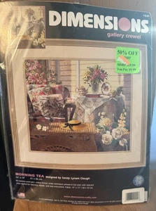 Dimensions Gallery Crewel Kit #1533 Morning Tea 2002 New Old Stock Floral - Bild 1 von 8