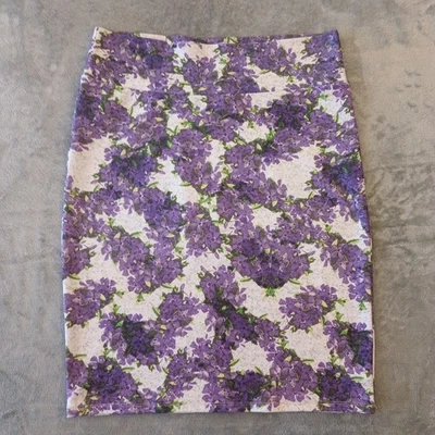 LuLaRoe Cassie Falda XL Púrpura Floral Hasta la Rodilla Pull On Lápiz Foto 1 de 4