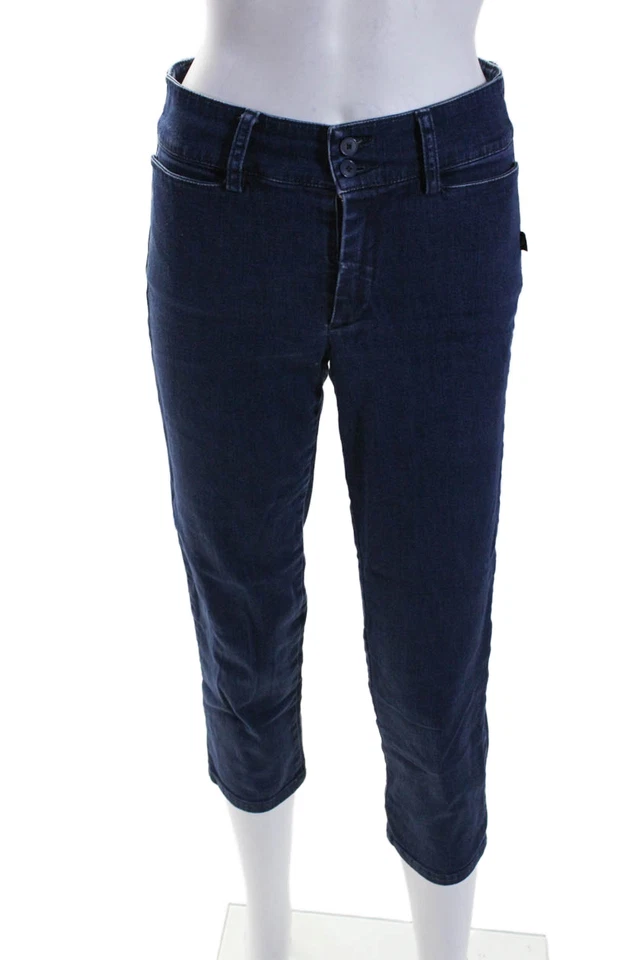 Pantalones de mezclilla de algodón de tiro bajo de pierna recta azul oscuro talla 36 Agnes B para mujer Foto 1 de 4