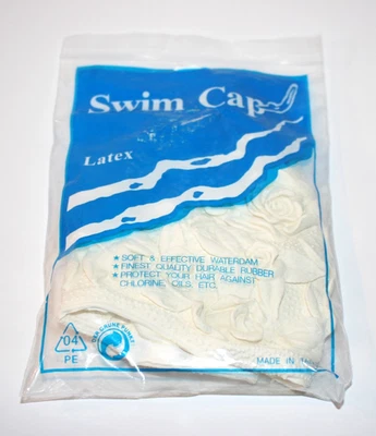 NEW Vintage Latex Rubber Swim Cap White 3D Rose Pattern - Image 1 of 3
