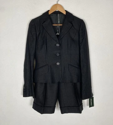 BNWT Hobbs Black 100% Linen Jacket Shorts Two Piece Suit UK 10 NEW - Image 1 of 4