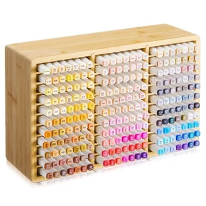 Bamboo Marker Organizer for 264 Markers, Large Wooden Desk Storage for Pencil... - Picture 1 of 7