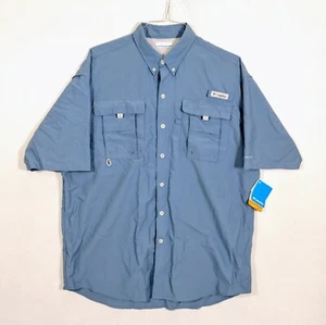 Columbia PFG Bahama 2 Men Large Tall Blue Short Sleeve Utility Fishing Shirt NEW - Picture 1 of 9