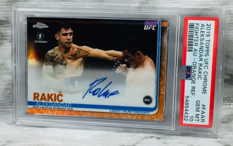 2019 Topps Chrome UFC ALEKSANDAR RAKIC AUTO RC Orange Refractor #/25 PSA 10 - Image 1 of 1