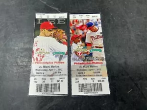 BIGLIETTO PHILLIES 2012 STUB 4/11/12 VS MARLINS SGA - Foto 1 di 3
