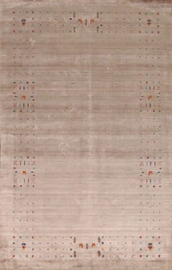 Artisan-made Beige Silk Gabbeh Rug Hand-knotted Carpet 6x9 ft. - Picture 1 of 19