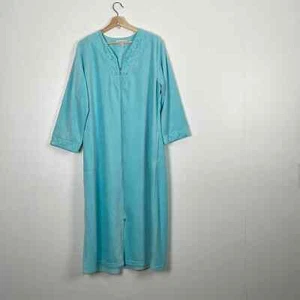 Miss Elaine Essentials long sleeve long robe women 1X terry full zip 2 pocket - Picture 1 of 9
