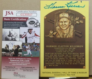 "HARMON KILLEBREW" HALL OF FAME GOLDPLAKETTE POSTKARTE (JSA) - Bild 1 von 2