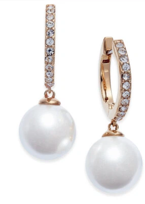$58 Kate Spade rose  gold tone  precious pearls drop earrings 1"  kss97z - Image 1 of 2