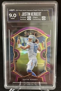 JUSTIN HERBERT 2020 Select Concourse #44 Purple Die-Cut Prizm RC HGA 9 Mint - Picture 1 of 4