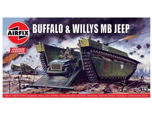 371410 AIRFIX VINTAGE CLASSICS BUFFALO LVT & WILLYS MB JEEP 1:76 SCALE MODEL KIT - Bild 1 von 1