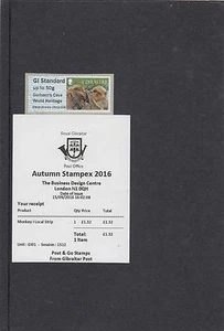 Gibraltar 2016 Post & Go Frama ATM Flag Gorham's Cave Heritage single GI stamp - Picture 1 of 1