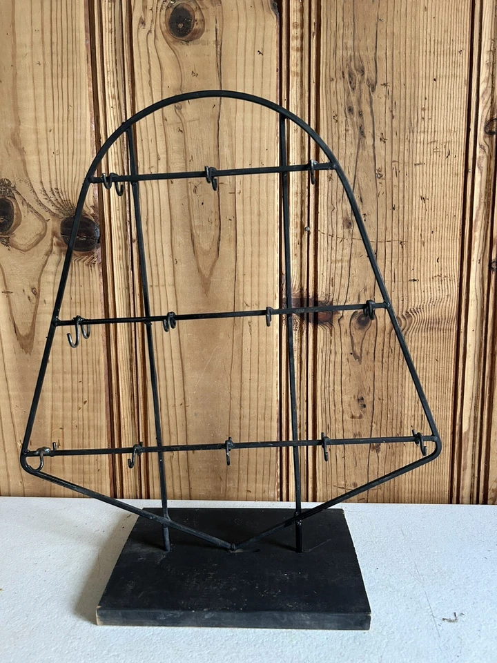 Vintage Iron Jewelry Stand display Handmade Double Sided hooks 19" tall - Image 1 of 4