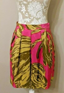 Milly of New York Tropical Dark Pink And Green Silk Skirt Size 4 (6) - Picture 1 of 4