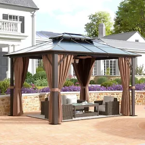 10'x12' Hard Top Gazebo, Double Roof, Permanent Gazebo 10 x 12 feet Hardtop - Picture 1 of 8