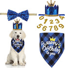 Dog Birthday Party Supplies Bandana Scarf Bling Dog Crown Hat Pet Bow Tie Colla