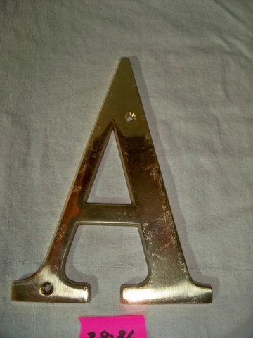 Vintage Solid Brass Letter Initial "A" Door Wall Address Sign 6" inch Cover