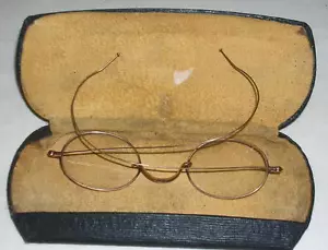 Anteojos de oro amarillo 10K del siglo XIX, fabricante MMB con estuche - Imagen 1 de 10