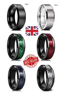Men's Ring Dragon Celtic Stainless Steel Wedding Fashion Band 8mm - Picture 1 of 15