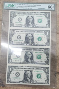 Uncut 2009 4-Note Sheet $1.00 FRN Boston 3000-A (AA BLock) 66 Gem Uncirculated - Picture 1 of 13