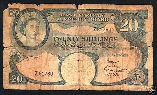 EAST AFRICA 20 SHILLINGS P39 1958 *REPLACEMENT* QUEEN EXTREME RARE MONEY NOTE - Image 1 of 2