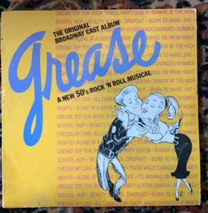 GREASE ~ A NEW 50's ROCK 'N ROLL MUSICAL  VINYL RECORD LP ORIGINAL BROADWAY CAST - Picture 1 of 5
