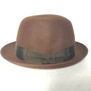 CAPPELLO 54 CERVINO SPECIAL VINTAGE LOBBIA BROWN FUR FELT MEN'S HAT MARRONE ce37 - Picture 1 of 8