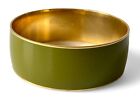 J. CREW olive green enamel gold tone 1" wide chunky bangle size S/M EUC
