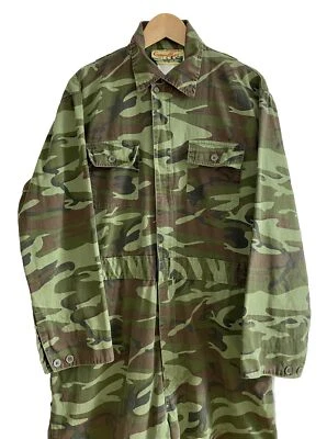 VTG Camo Camouflage Uninsulated Canvas Coveralls Hunting Fishing Mossy Reg L - Image 1 of 4