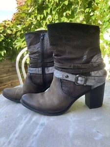 YKX & CO Stiefel, Stiefeletten, Boots grau/braun/silber, Leder, EU 41, Damen - Bild 1 von 5