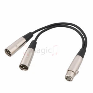 Y Cable XLR3F to Dual XLR3M 3 Pin Cannon XLR Splitter Cable 12 inch - Picture 1 of 4