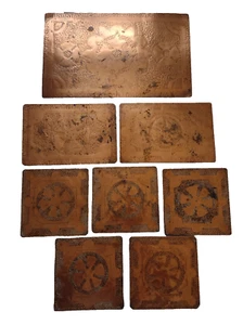 19th Century Original Copper Placemats Various Size Set of 8pcs Antique Rare - Picture 1 of 13