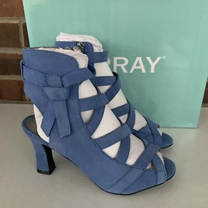 Array Montego Bay Kid Suede Cage Sandals Women’s US 6 W Wide Width Blue NEW - Picture 1 of 7