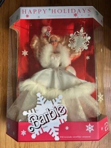 1989 Happy Holidays Barbie Doll with Keepsake Snowflake ornament, Distressed Box - Picture 1 of 2