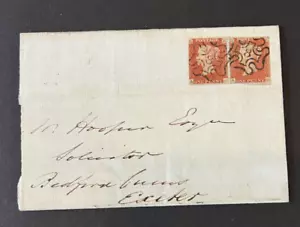 QV GB 1843 SG8m Pair 1d Penny Red Cover Lettersheet Number 8 in Maltese Cross - Picture 1 of 6