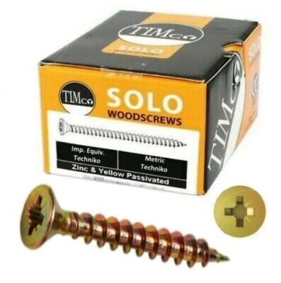 Timco SOLO YELLOW POZI COUNTERSUNK WOODSCREW WOOD SCREWS Flat Phillips Head ZINC - Image 1 of 4
