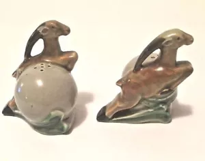 Thames Gazelle Antelope Ball Salt Pepper Shakers Art Deco Glazed JAPAN Beautiful - Picture 1 of 8