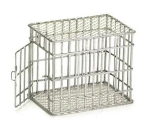 Dolls House Galvanised Small Dog Cage Miniature Pet Accessory 1:12 Scale - Picture 1 of 8