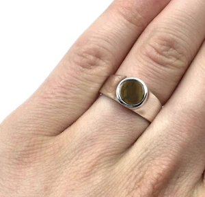 925 Silber Ring massiver Bandring rund Herren Schmuck Tigerauge 18.4mm / 58 - Picture 1 of 12