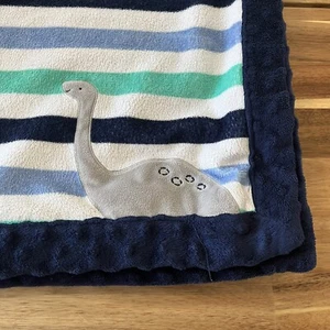 Child Of Mine Dinosaur Blue White Green Striped Baby Blanket 30”x38” - Picture 1 of 9
