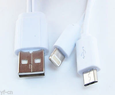50pcs USB 2.0 A male to USB Micro 5pin Male&Apple iPhone iPad Y Charging Cable - Image 1 of 4