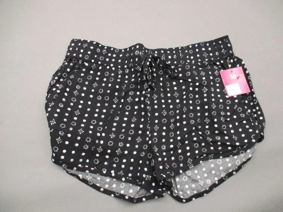 NUEVO CON ETIQUETAS SO Talla L Mujeres Negro Lunares Tiro Alto 100% Rayón Verano Sueltos Pantalones Cortos T771 Foto 1 de 4