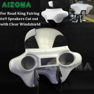 For Harley Road King Fiberglass Headlight Fairing 6x9 Speakers with Windshield - Picture 1 of 12