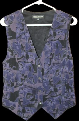 GUESS COLLECTION Sleeveless Vest Women's SZ 12 Purple/Black Abstract - Image 1 of 4