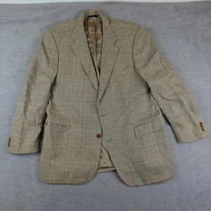 Brooks Brothers Blazer Mens 46 Brown Glen Check Silk Wool Linen Suit Coat - Picture 1 of 23