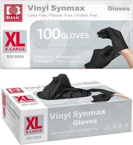 Basic 100pcs Black Vinyl Synthetic Multipurpose Latex Free Disposable Gloves - Picture 1 of 5