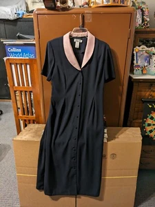 Miss Dorby Vintage Women’s Black Secretary Shirt Dress Size 14 - Picture 1 of 5