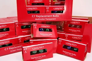 CHRISTMAS REPLACEMENT BULBS C7 CLEAR RED BLUE GREEN MULTI  Ceramic White 120V 5W - Picture 1 of 18