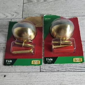 Türstopper-ACE Bodenmontage massiv Messing Türstopper 1 1/8" niedrige Kuppel 2er Pack - Bild 1 von 4